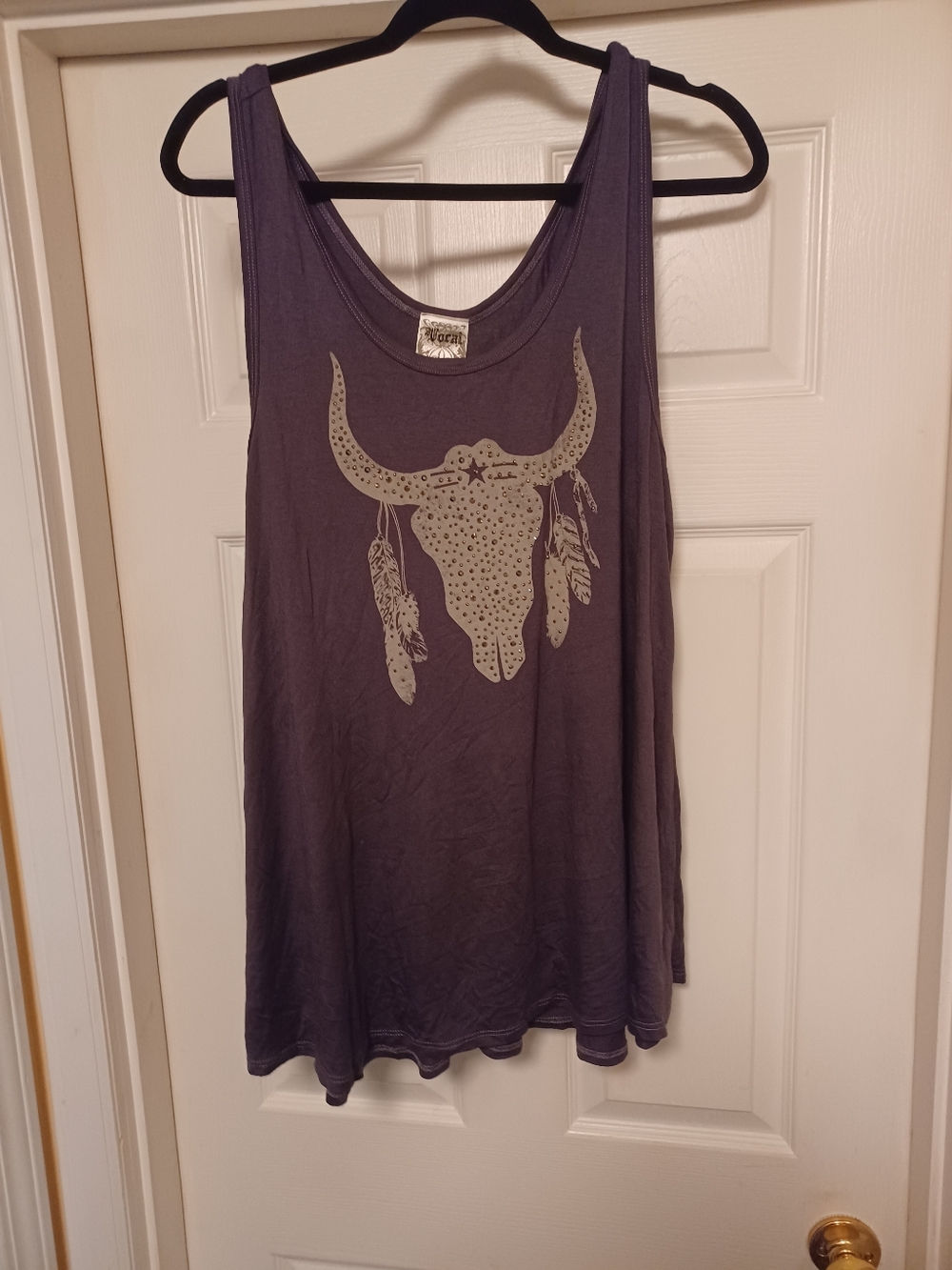 Women’s Graphic Tank Top with Bull Skull Print